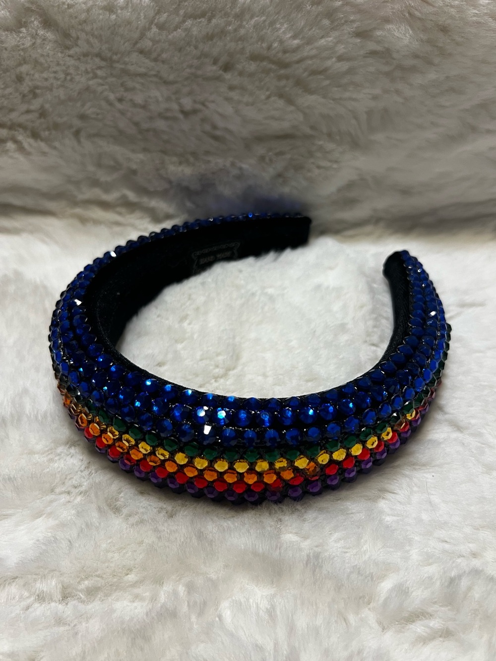 Rainbow Rhinestone Velvet Headband
